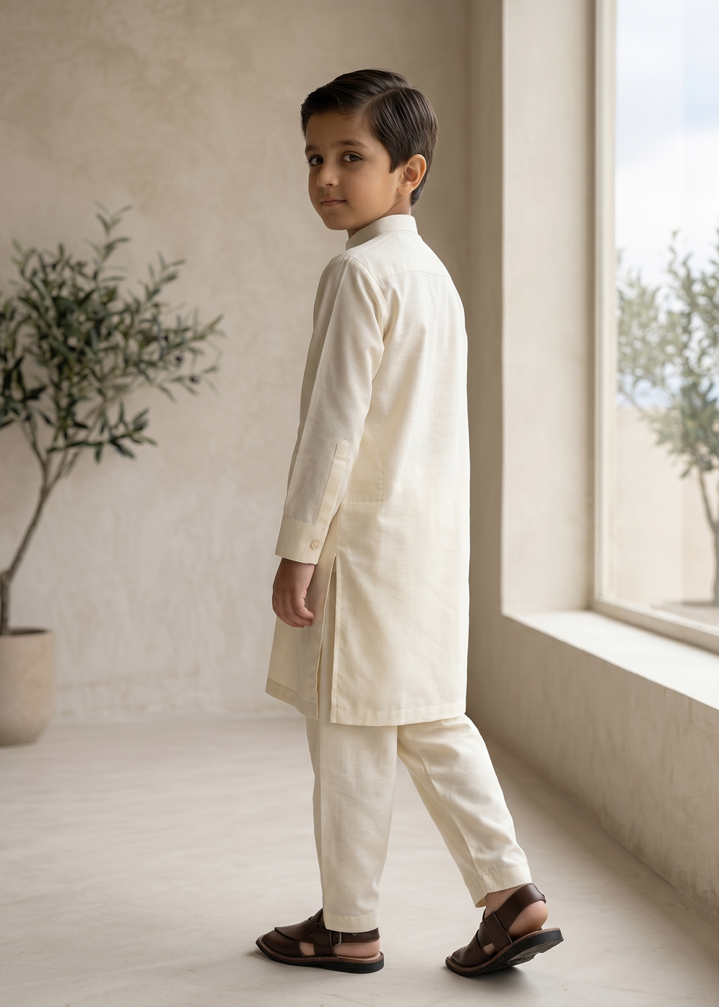 Cream White Kurta Trouser Kt 001