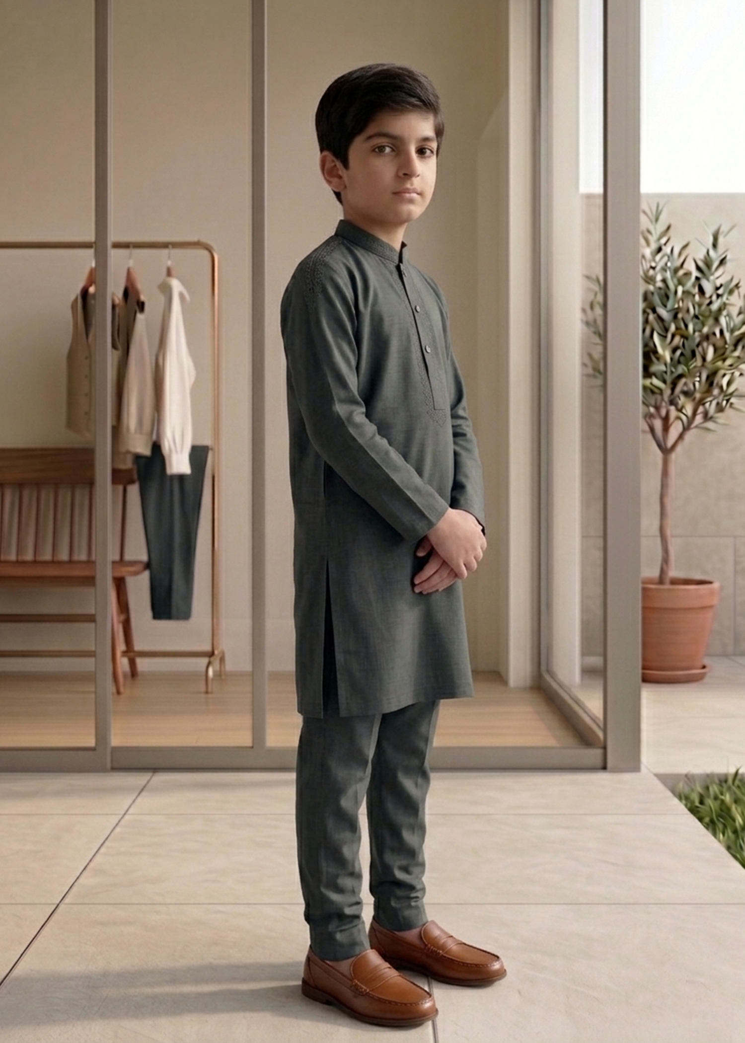 Dark Grey Kurta Trouser Kt 011