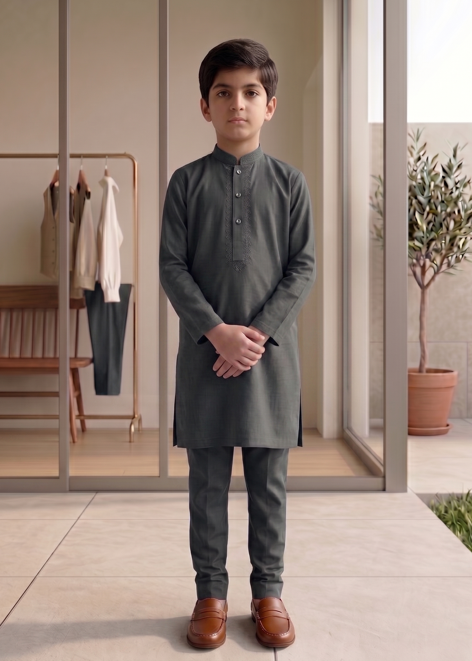 Dark Grey Kurta Trouser Kt 011