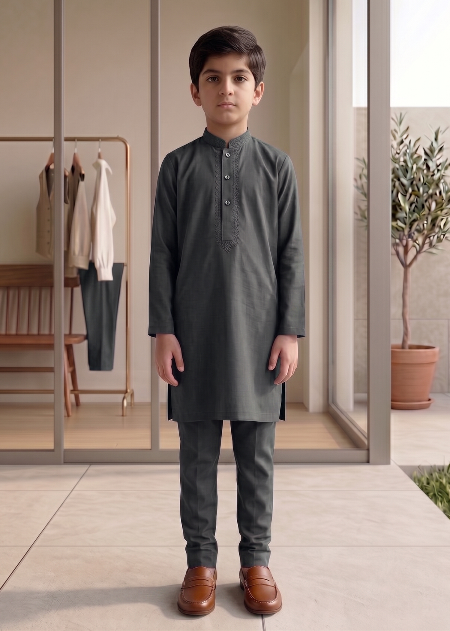 Dark Grey Kurta Trouser Kt 011