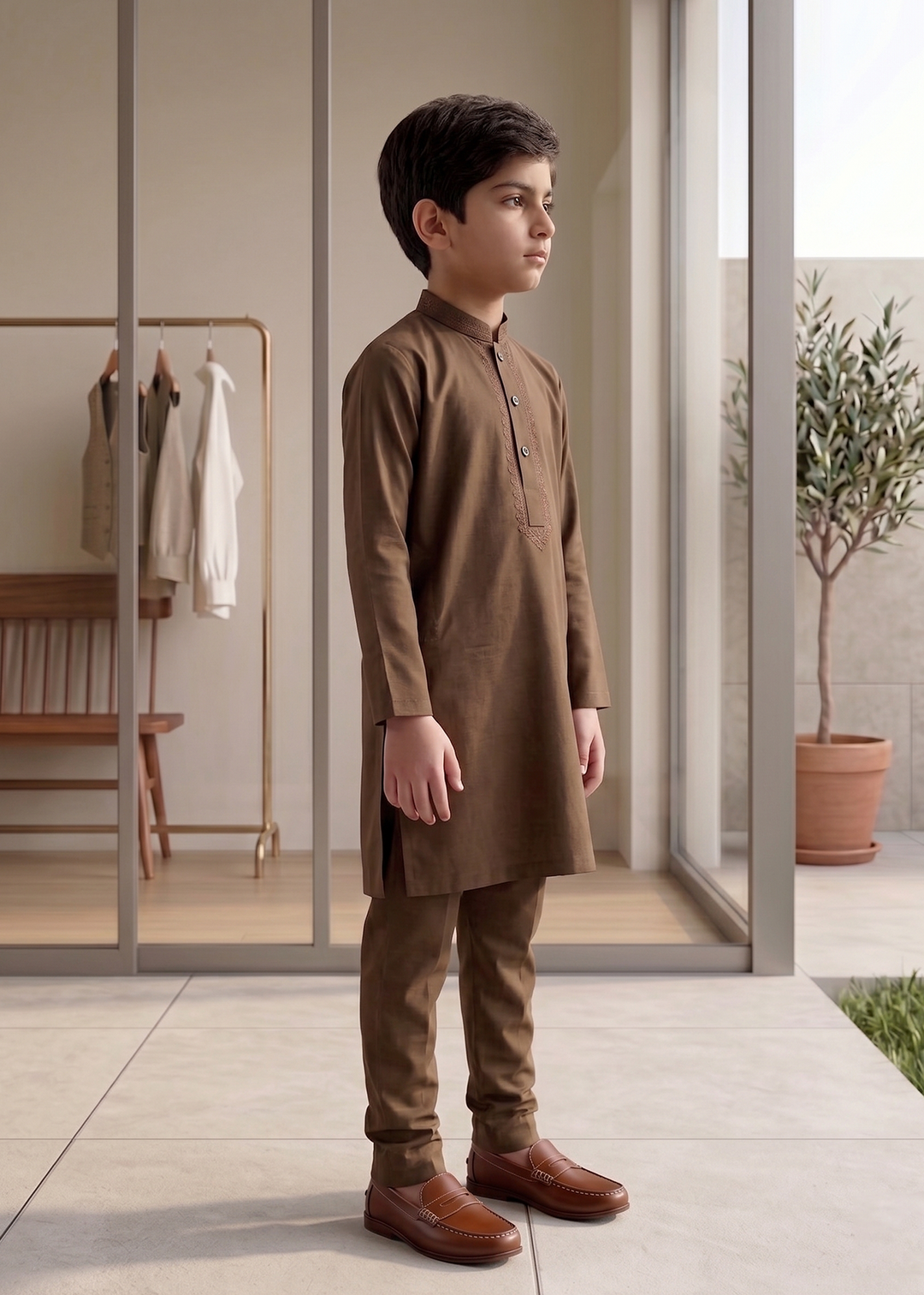 Dark Brown Kurta Trouser Kt-012