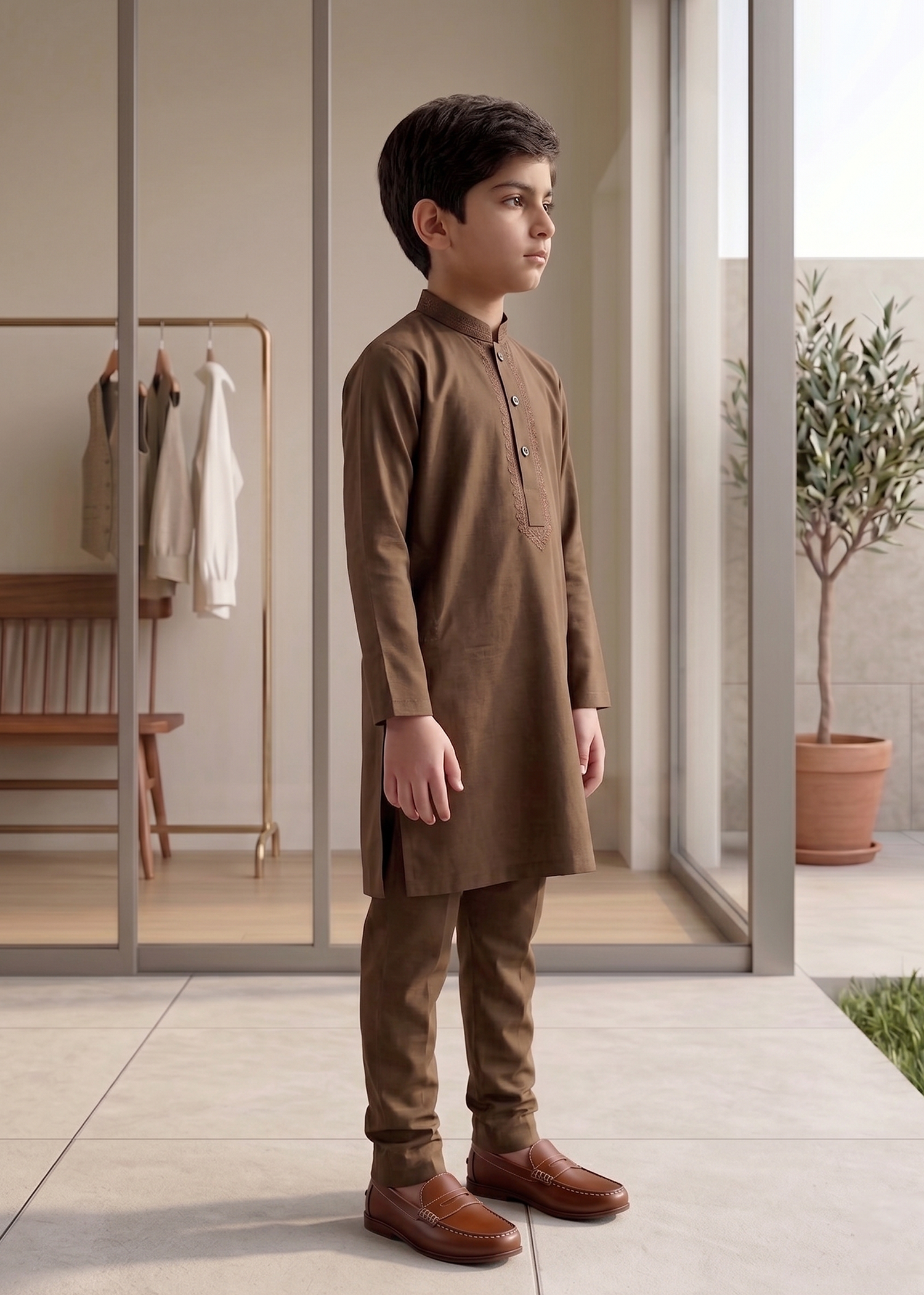Dark Brown Kurta Trouser Kt 012