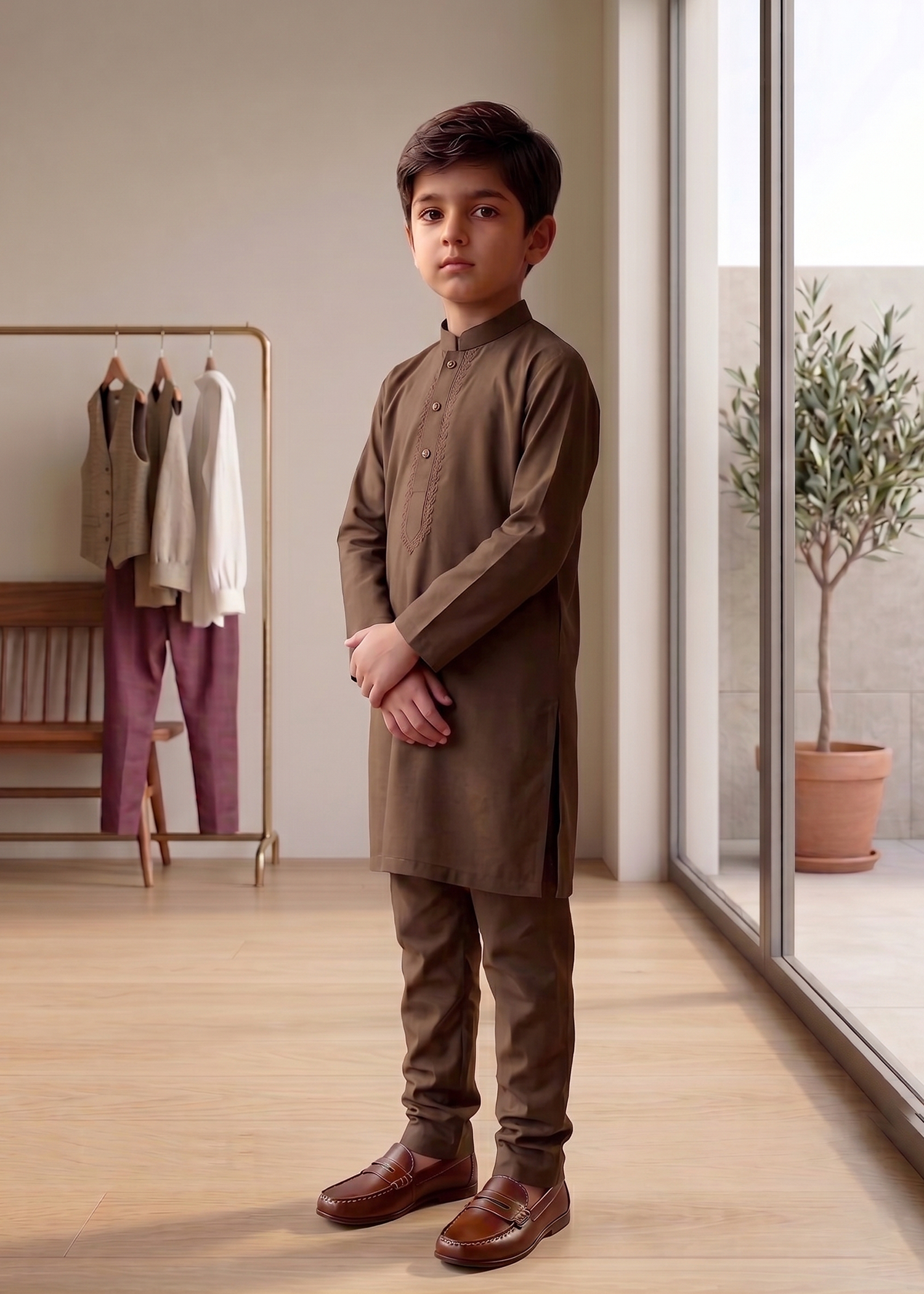 Dark Brown Kurta Trouser Kt 012