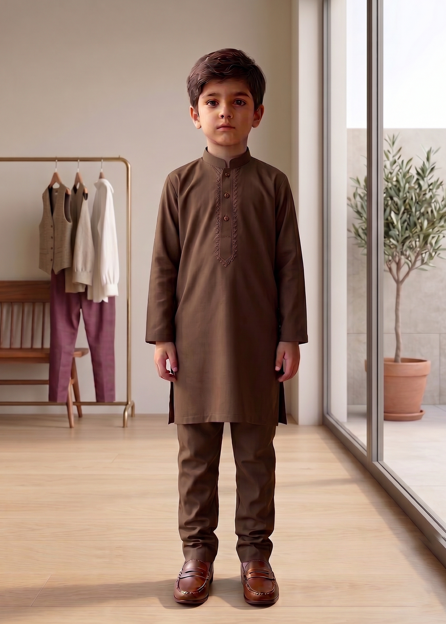 Dark Brown Kurta Trouser Kt 012