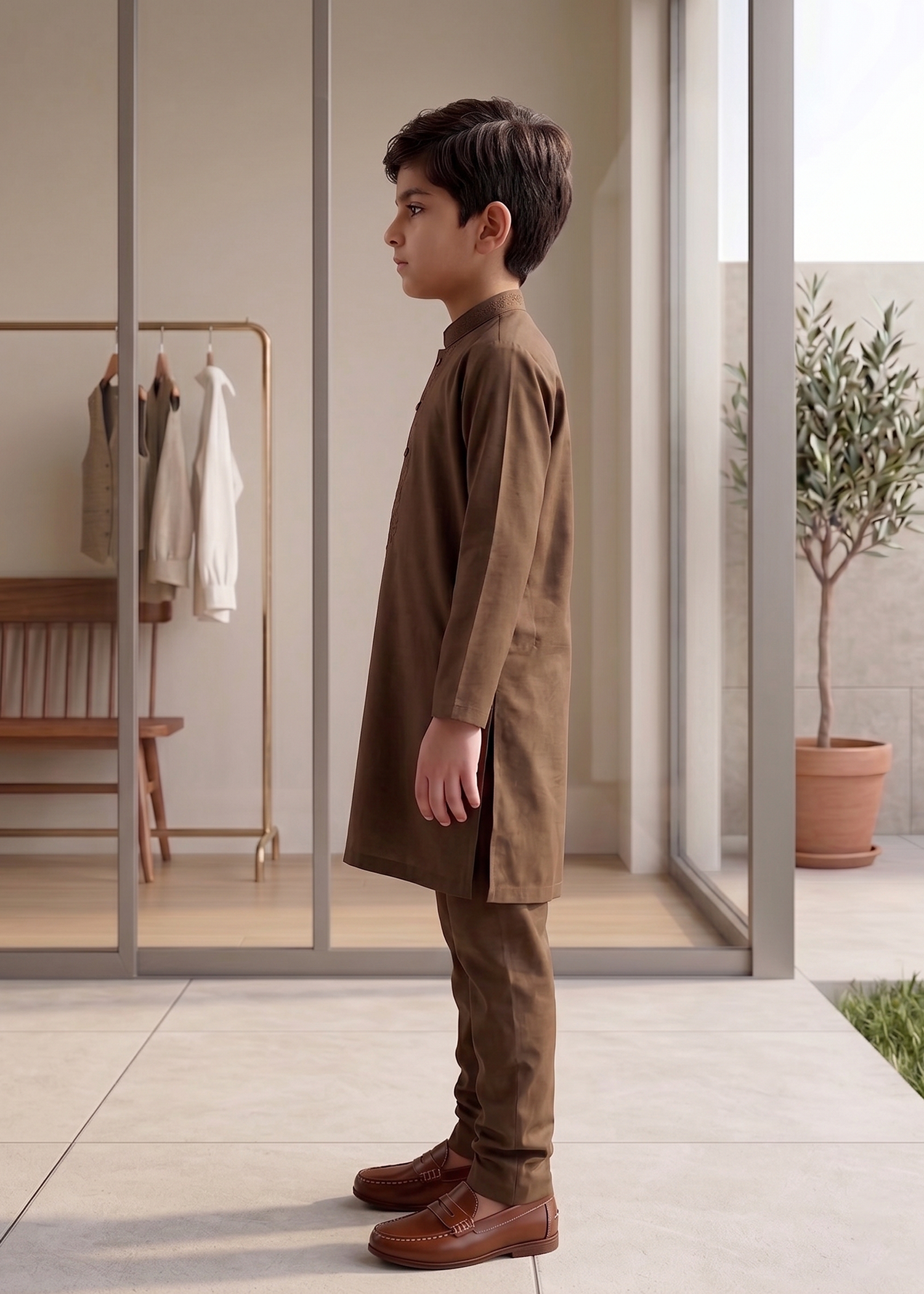Dark Brown Kurta Trouser Kt 012