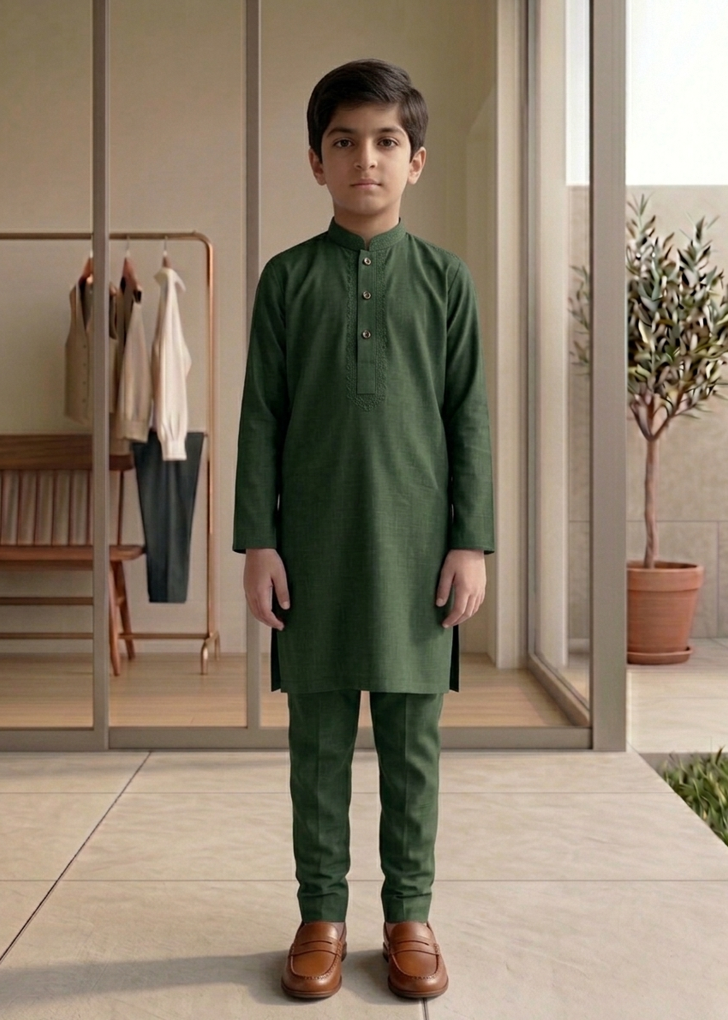 Dark Green Kurta Trouser Kt 014