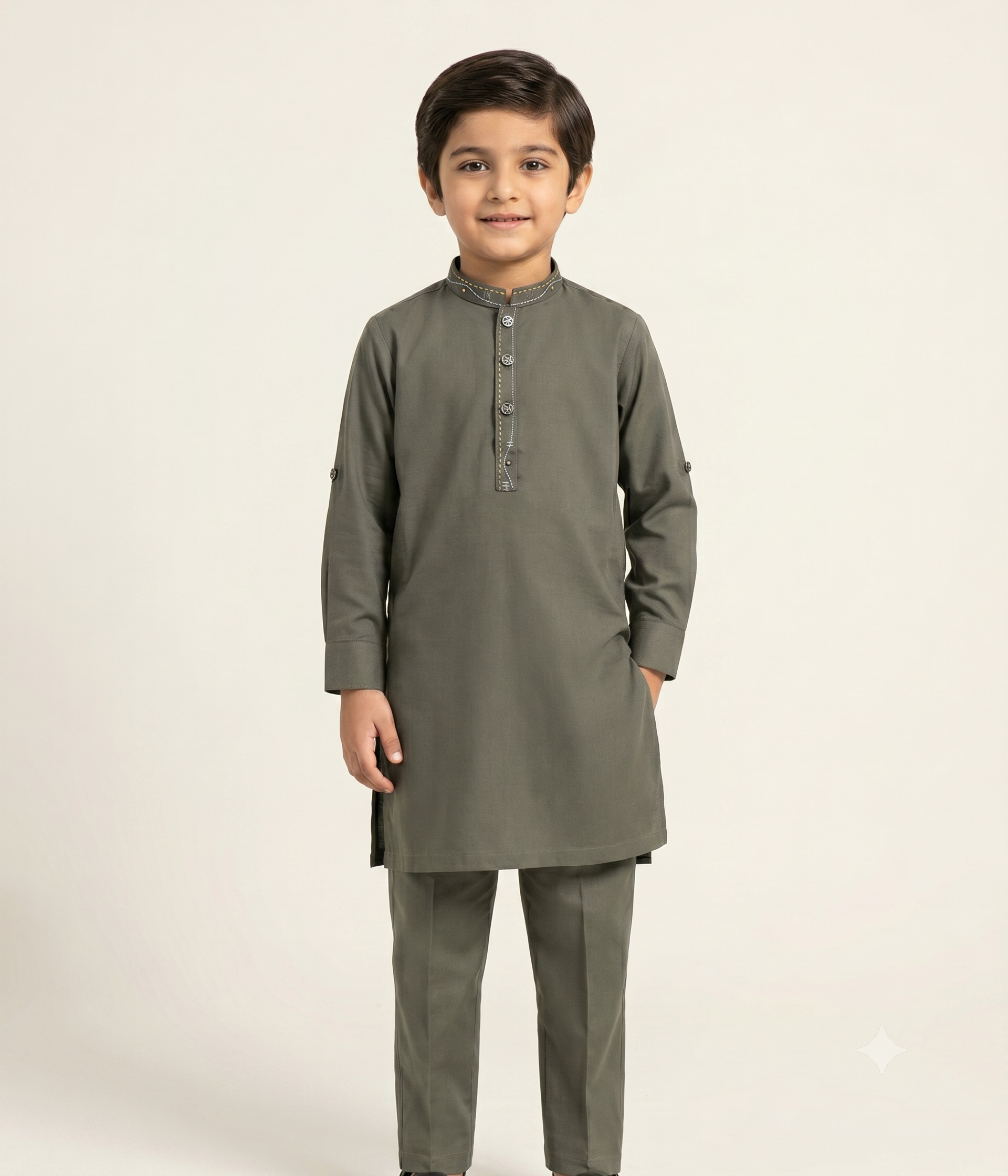 Battleship Grey Kurta Trouser D-001