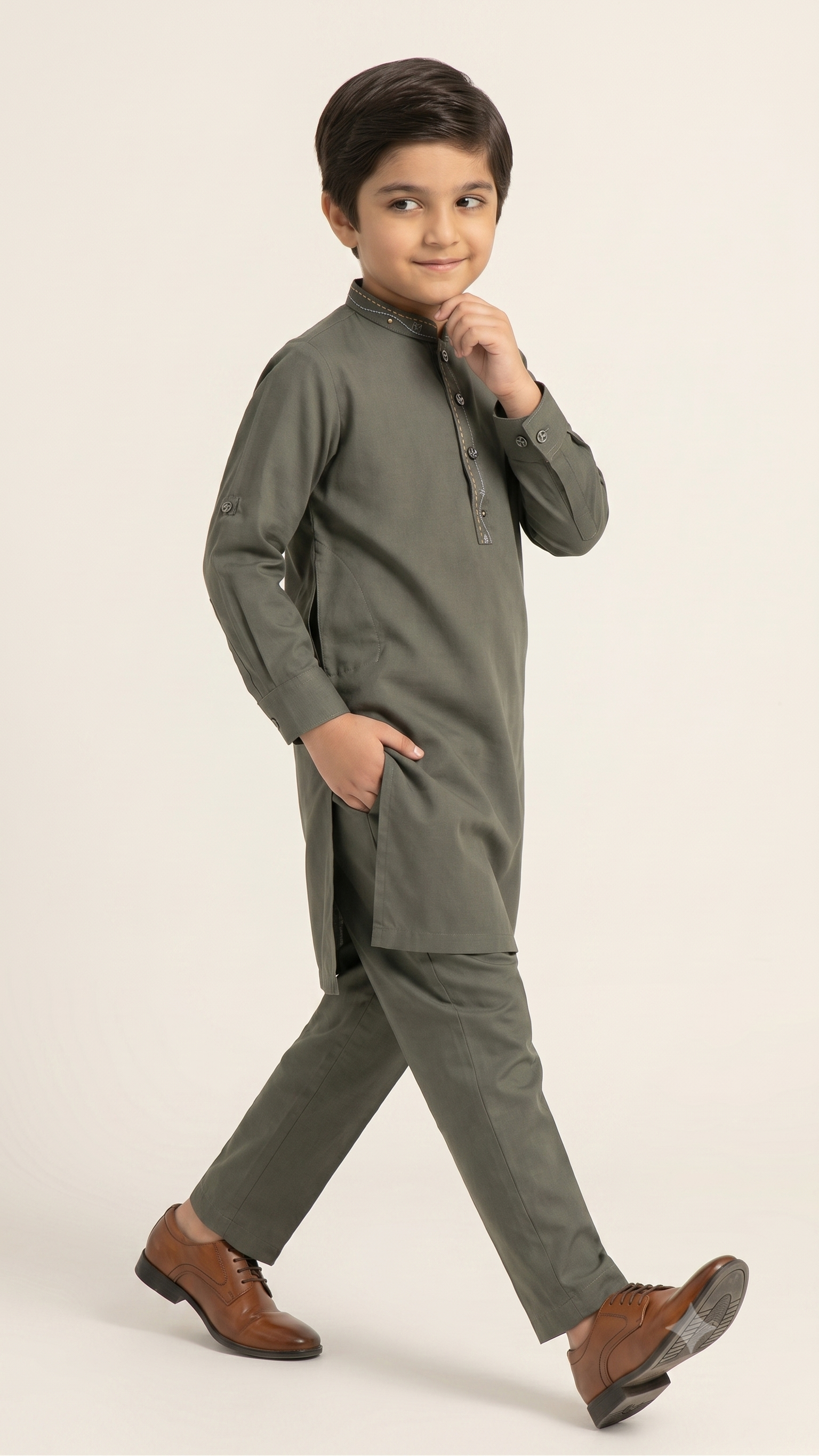 Battleship Grey Kurta Trouser D-001