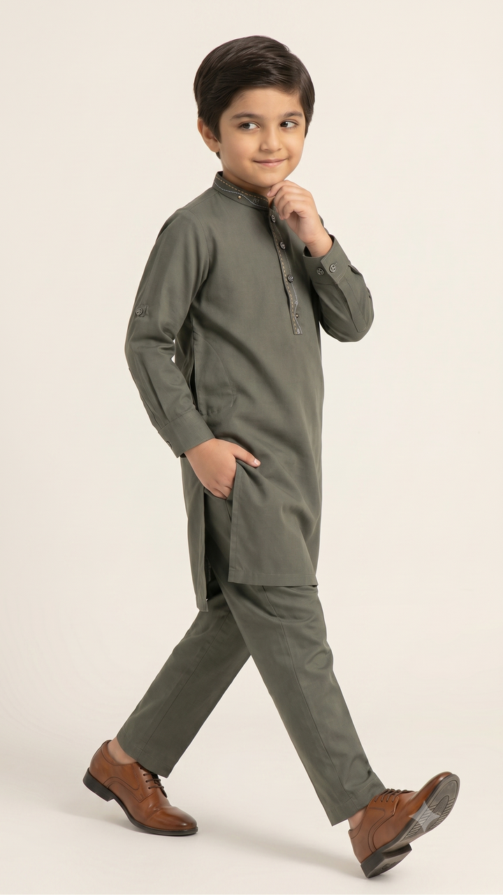 Battleship Grey Kurta Trouser D-001