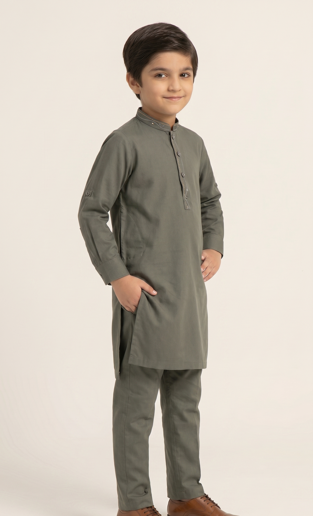 Battleship Grey Kurta Trouser D-001