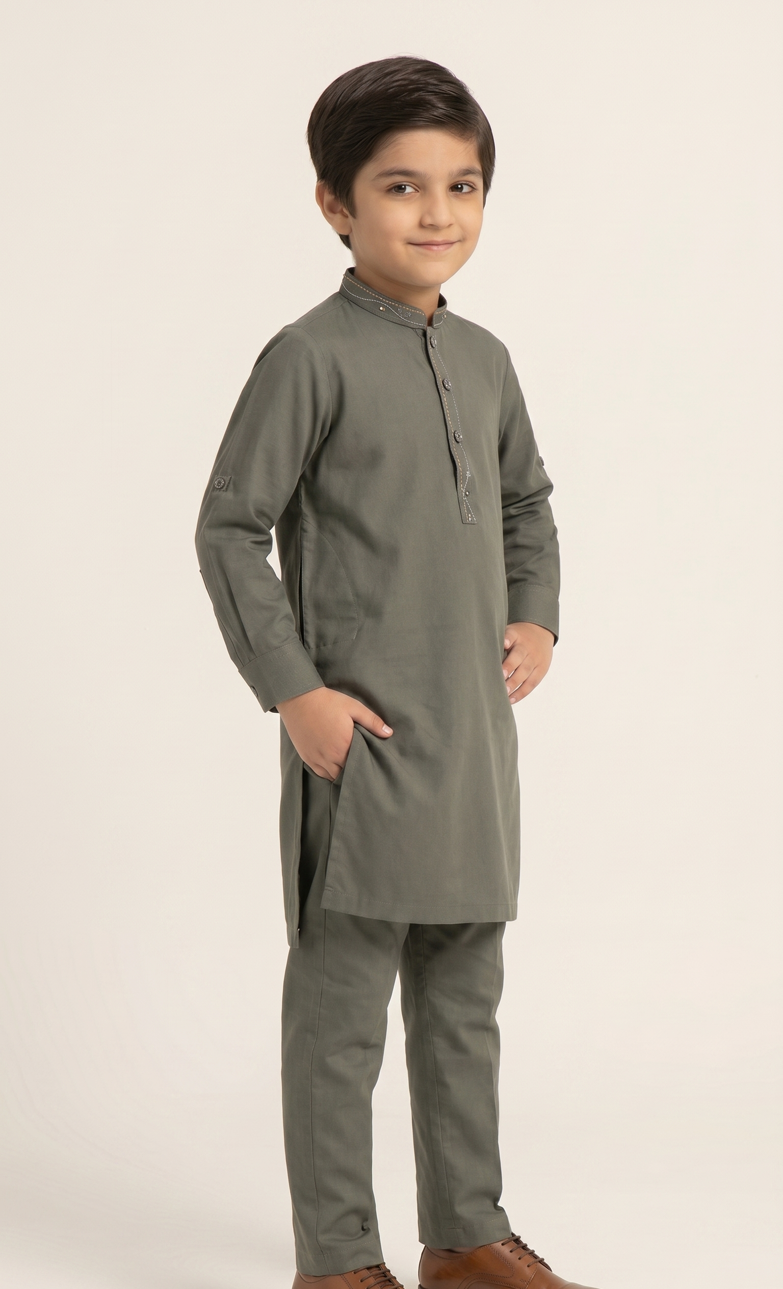 Battleship Grey Kurta Trouser D-001