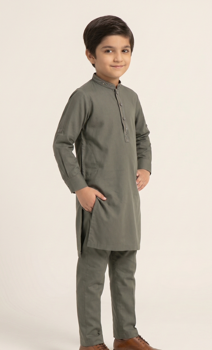 Battleship Grey Kurta Trouser D-001