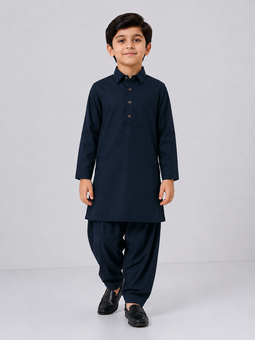 Midnight Blue Shirt Collar Kurta Shalwar KS-001