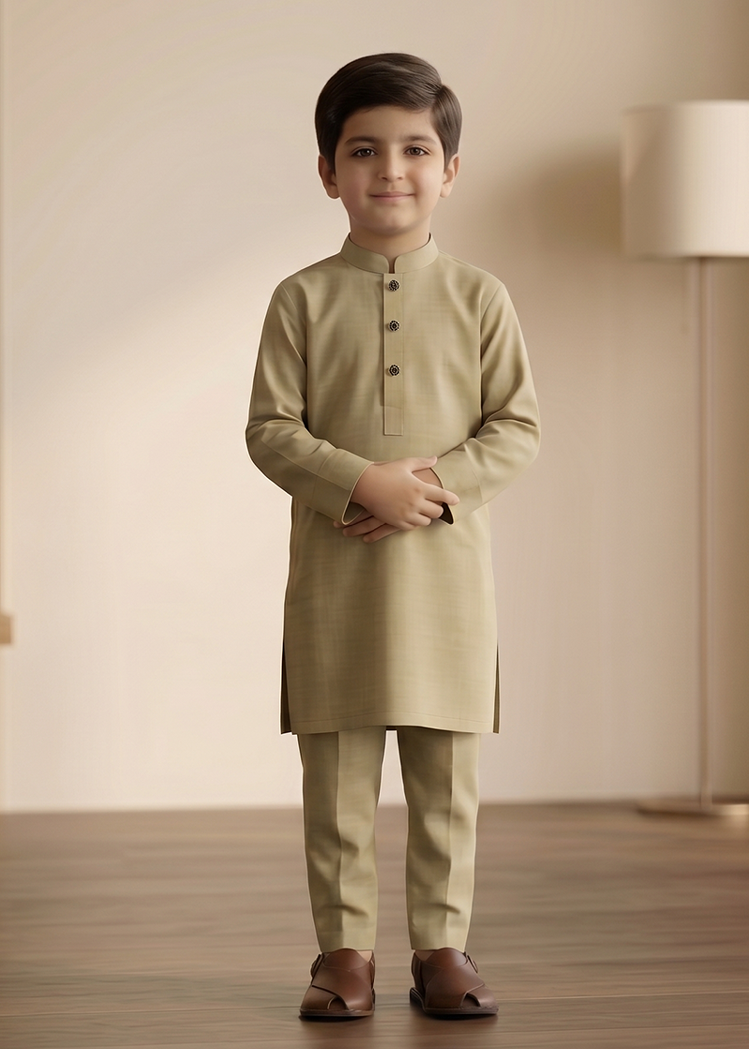 Beige Kurta Trouser Kt 009