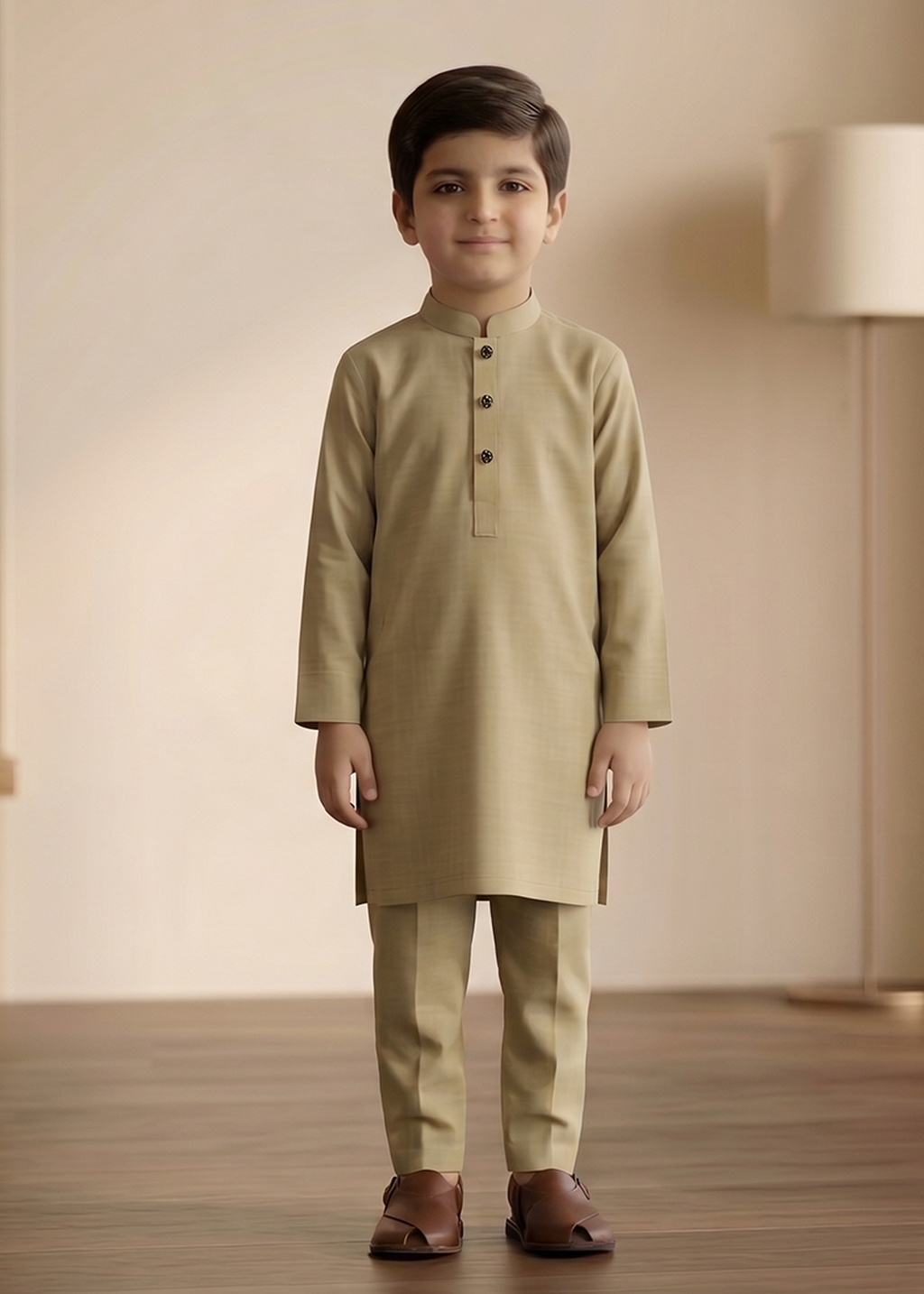 Beige Kurta Trouser Kt 009