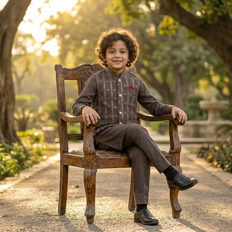Tan Brown Waistcoat Suit WS 006