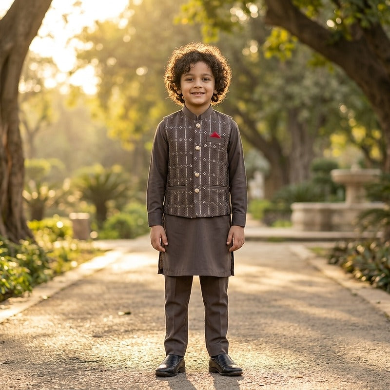 Tan Brown Waistcoat Suit WS 006