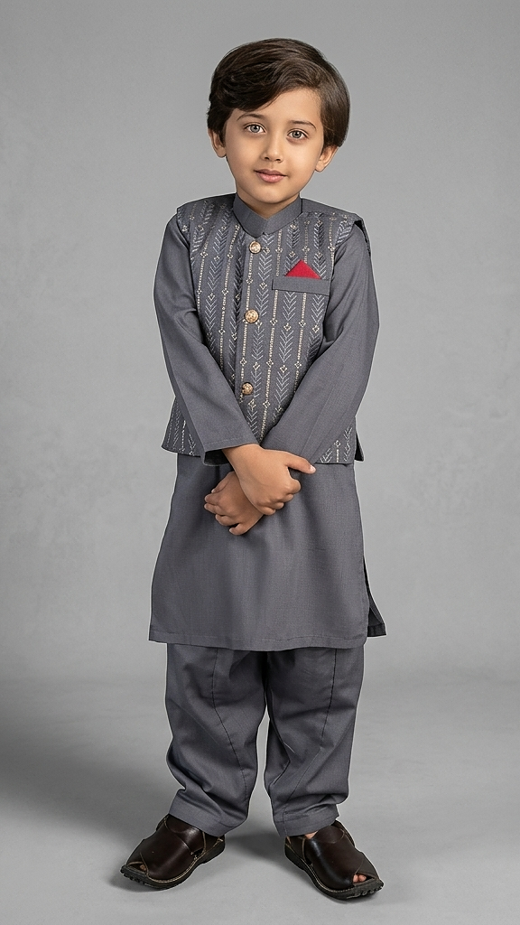 Dark Grey Waistcoat Suit WS 002