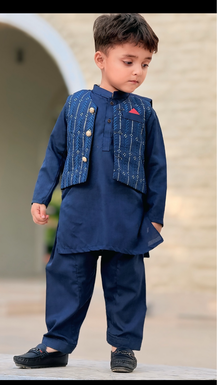 Sapphire Blue Waistcoat Suit WS 003